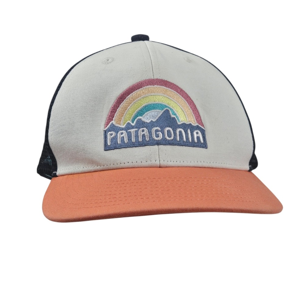 Patagonia Trucker‎ Hat Rainbow Mountain Logo Mesh Snapback Organic Cotton OS EUC